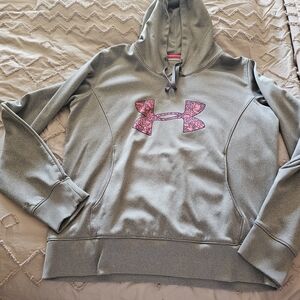 Gray Hoodie with Pink Logo